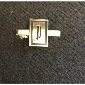 Vintage Pioneer Gold Tone Black Inlay Tie Clip Clasp Bar Monogram P 1.5”